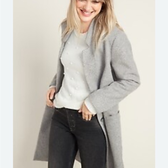 OLD NAVY, “Long Wool Relax Car Coat” WM’S SZ-L Wool, “Grey” - Picture 12 of 14